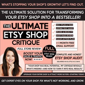 Etsy Shop Critique 2026 – Full SEO Audit, Expert Review, Boost Traffic & Sales, Sell on Etsy, Seller Help, Marketing Strategy, Etsy Makeover