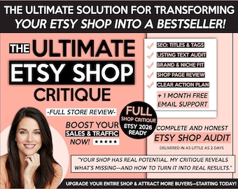 Etsy Shop Critique 2026 – Full SEO Audit, Expert Review, Boost Traffic & Sales, Sell on Etsy, Seller Help, Marketing Strategy, Etsy Makeover