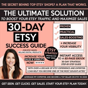 Sell On Etsy 2025, Etsy Best Seller Strategy Business Planner eBook, How To Sell on Etsy Success Guide for Digital Products, 30Day Etsy Plan