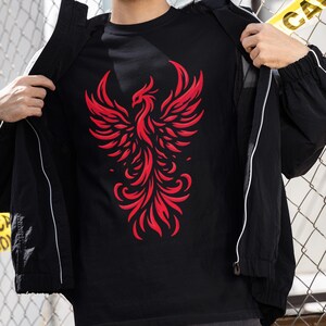 Red Phoenix Flame, Unisex Garment-Dyed T-Shirt | Bold Graphic Tee | Soft Comfort Colors Shirt | Unique Flame Bird Design Gift, Magic flame