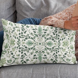 Botanical Lumbar Pillow, Modern Plant Accent Pillow for Sofa or Bed, Cozy Neutral Boho Decor for Living Room, Bedroom or Office