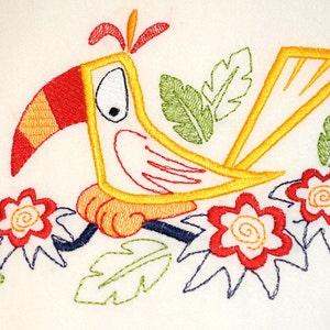 Flour Sack Dish Towels - Whimsical Parrot Design on Premium Flour Sack Towel