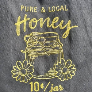 Market Tote Bags - Pure & Local Honey Black Canvas Tote Bag - Includes Donation to Farm Aid!