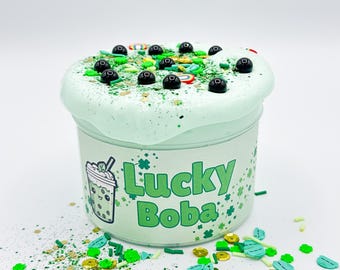 Boba Tea Slime, dickes & glänzendes Slime, duftendes Stressabbauspielzeug, Kindergeschenke, ASMR Slime für Angst, St. Patrick's Day, Lucky Boba