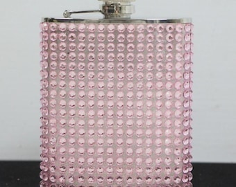 Pink Bedazzled - Stainless Steel - Flask - 6 oz.