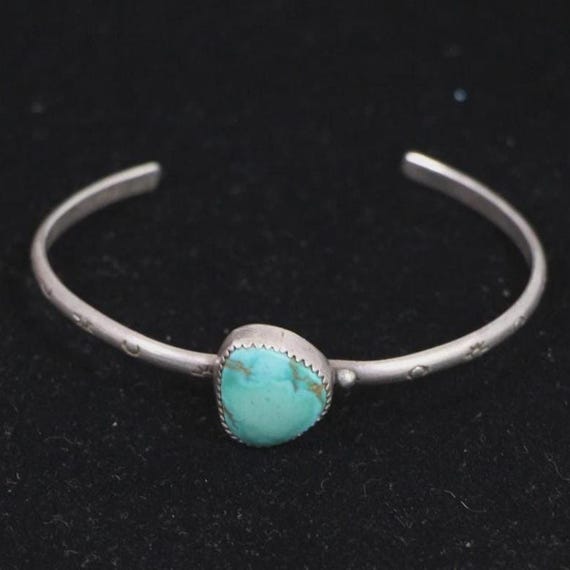 Native American -Navajo - Turquoise - Engravings - Cuff Bracelet