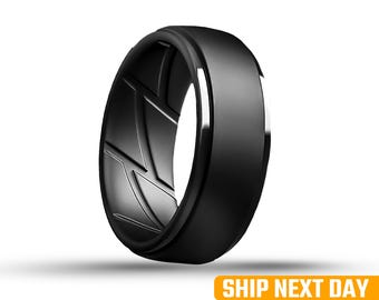 Silicone Ring : Black Colors, Flexible Workout Rings for Men & Women Dersa