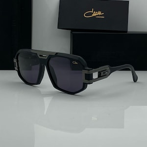 Cazal Glasses Legends 675 Matt Black Gunmetal Double Square Bold Sunglasses