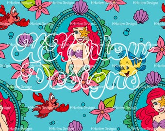 The Little Mermaid Seamless Pattern 12x12 300 DPI