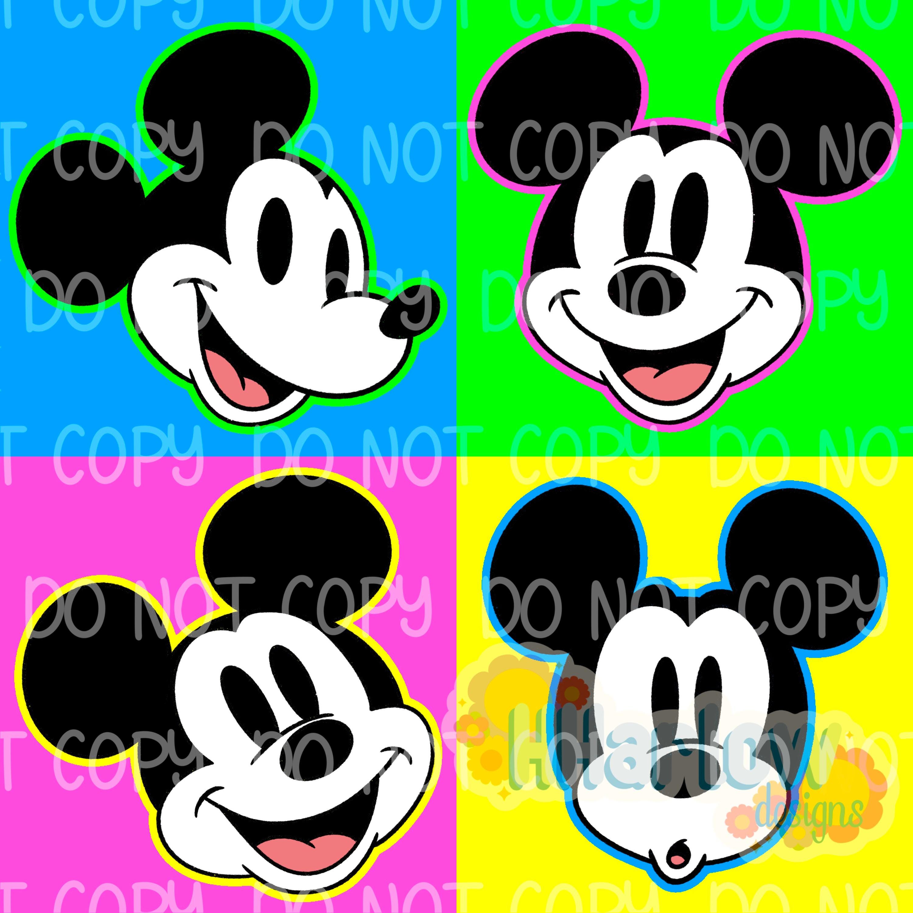 Magical Mouse Summer Neon Mickey Color Block Seamless Pattern 12x12 300 ...