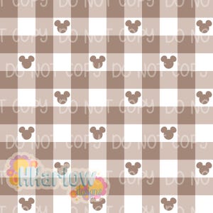 Magical Mouse Medium Toffee Brown Gingham Seamless Pattern 12x12 300 DPI
