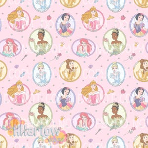 Pink Pattern Portrait Magical Princesses Portraits Pastel Pink Seamless Pattern 15x15 300 DPI ...