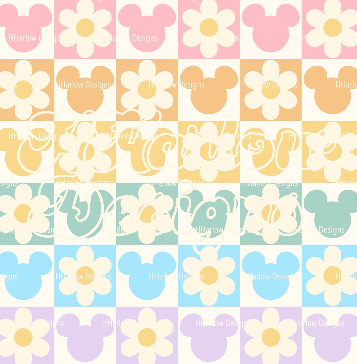 Sensational Six Preppy Pastels Mouse Flower Checkerboard Seamless ...
