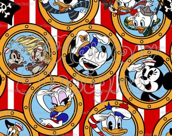 DCL Gang’s All Here Cruise Red Stripe Seamless Pattern 12x12 300 DPI
