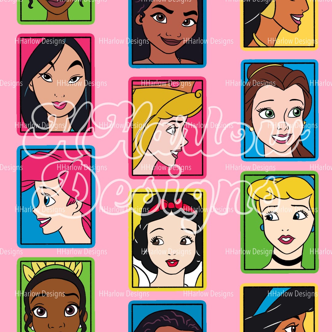 Pink Pattern Portrait Princess Portraits Pink Seamless Pattern 12x12 300 DPI - Etsy