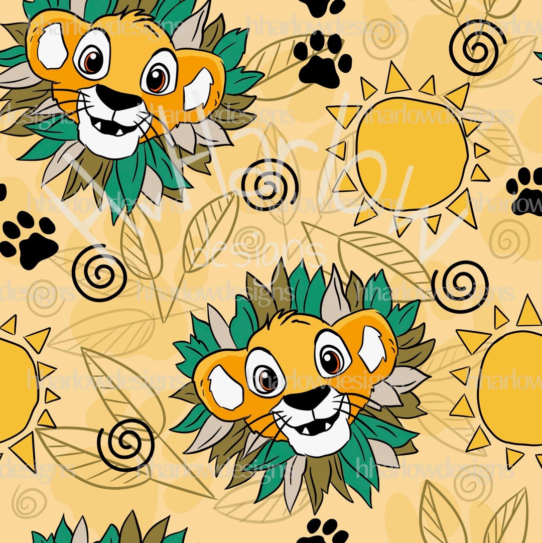 Simba the Lion King Seamless Pattern 12x12 300 DPI - Etsy