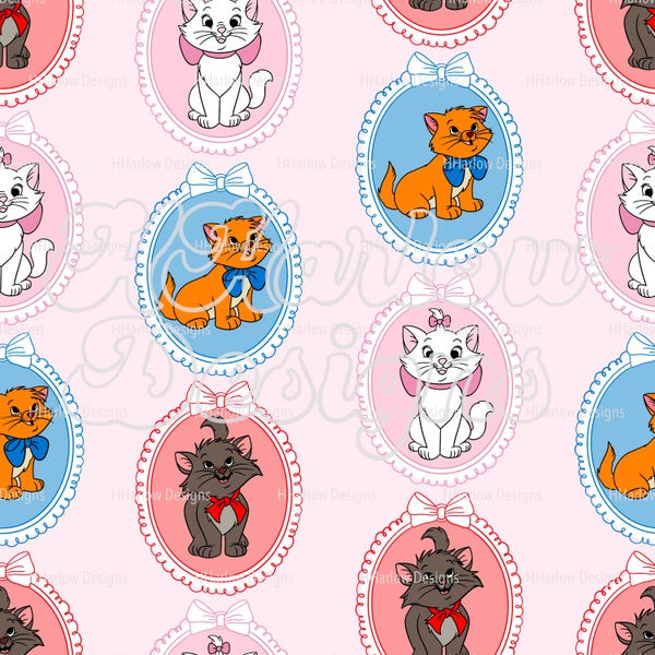 Naadloos patroon Aristocats Coquette 12 x 12 300 dpi