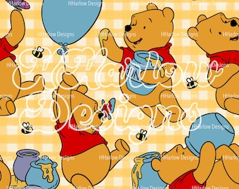 Pooh Seamless Pattern Yellow 12x12 300 DPI