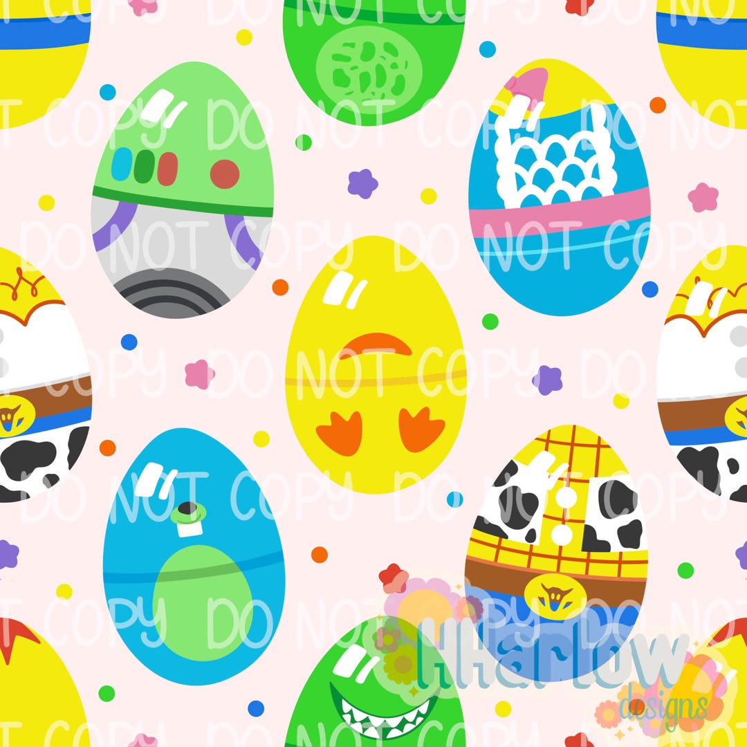 Toy Story Pixar Easter Eggs Pink Seamless Pattern 12x12 300 DPI - Etsy