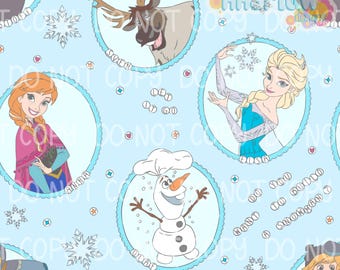 Frozen Friends Portraits Winter Blue Seamless Pattern 12x12 300 DPI