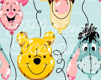 Pooh & Friends Balloons Seamless Pattern 12x12 300 DPI