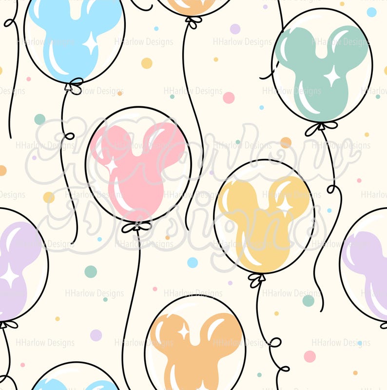 Sensational Six Preppy Pastels Mouse Balloons Seamless Pattern 12x12 ...