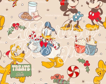 Retro Christmas Magical Mouse Friends  Seamless Pattern 12x12 300 DPI