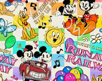 Runaway Railway Rainbow Check Seamless Pattern 12x12 300 DPI