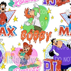 Motivo retrò senza soluzione di continuità ispirato al film Pippo, 12x12 pollici, 300 DPI.