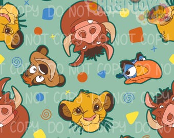 Lion King Green Seamless Pattern 12x12 300 DPI