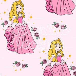 Aurora Sleeping Beauty Seamless Pattern 12x12 300 DPI
