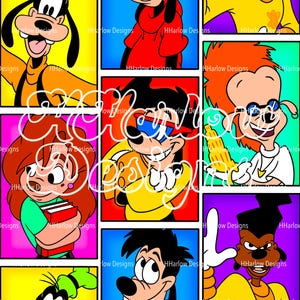 Può includere: Un collage colorato con personaggi dei cartoni animati in varie pose, su sfondi vivaci. Il testo "Each Day" è sovrapposto. I personaggi sono disegnati in stile fumetto, con contorni audaci e colori primari.