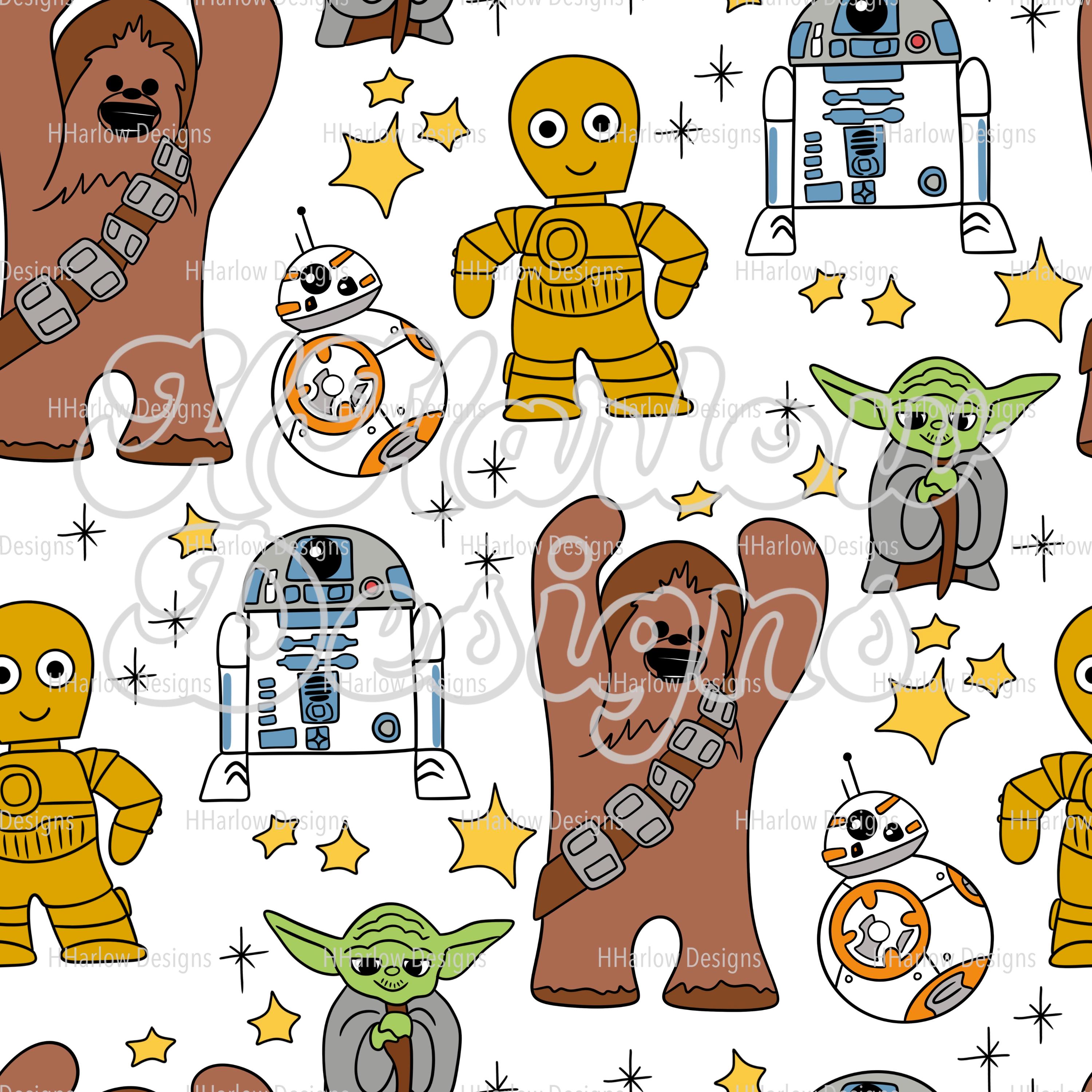 Star Wars Doodles Seamless Pattern 12x12 300 DPI