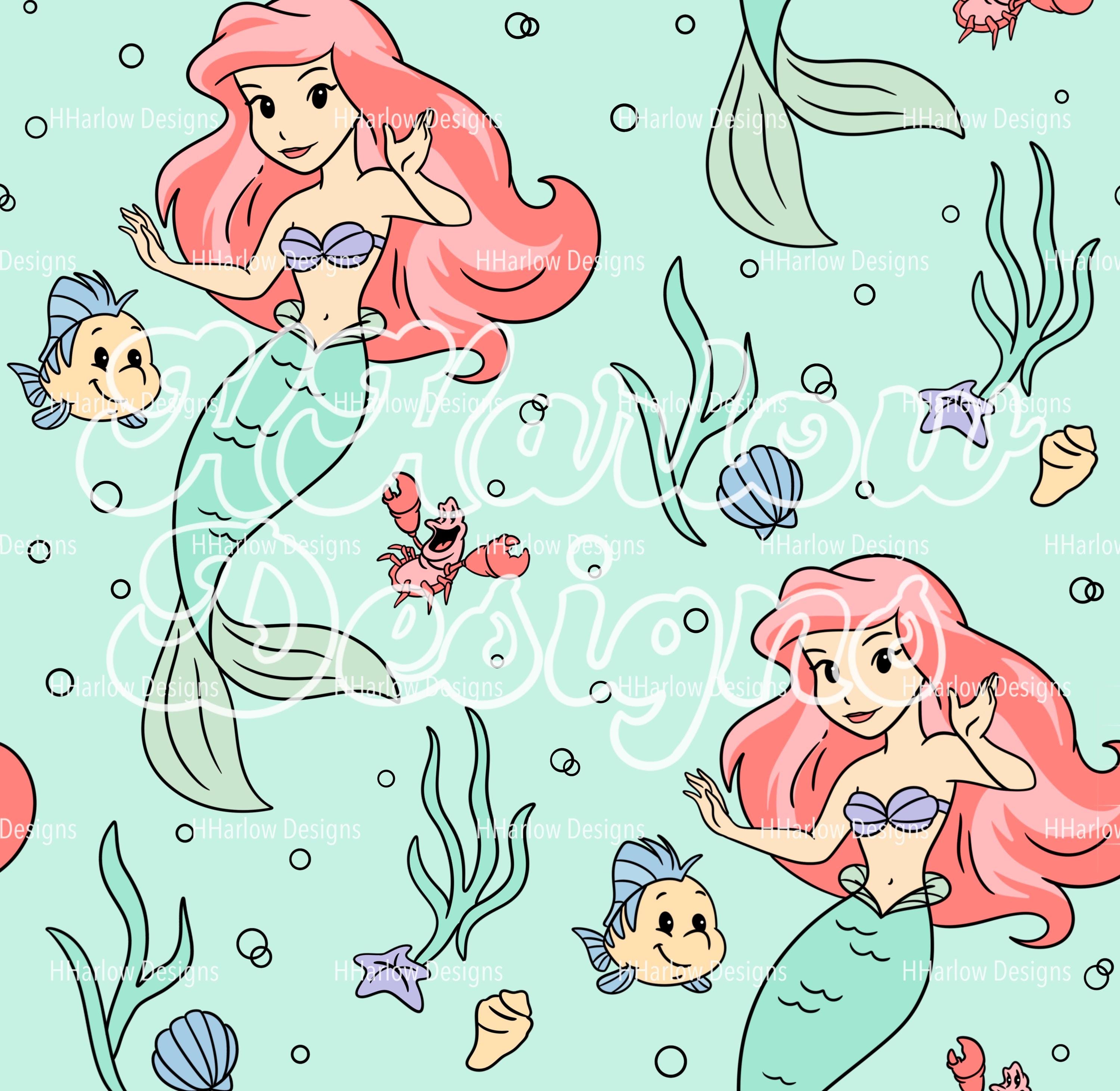 The Little Mermaid Pastel Seamless Pattern 12x12 300 DPI