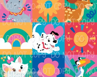 Magical Mouse Spring Friends Park Pals  Grid Seamless Pattern 12x12 300 DPI