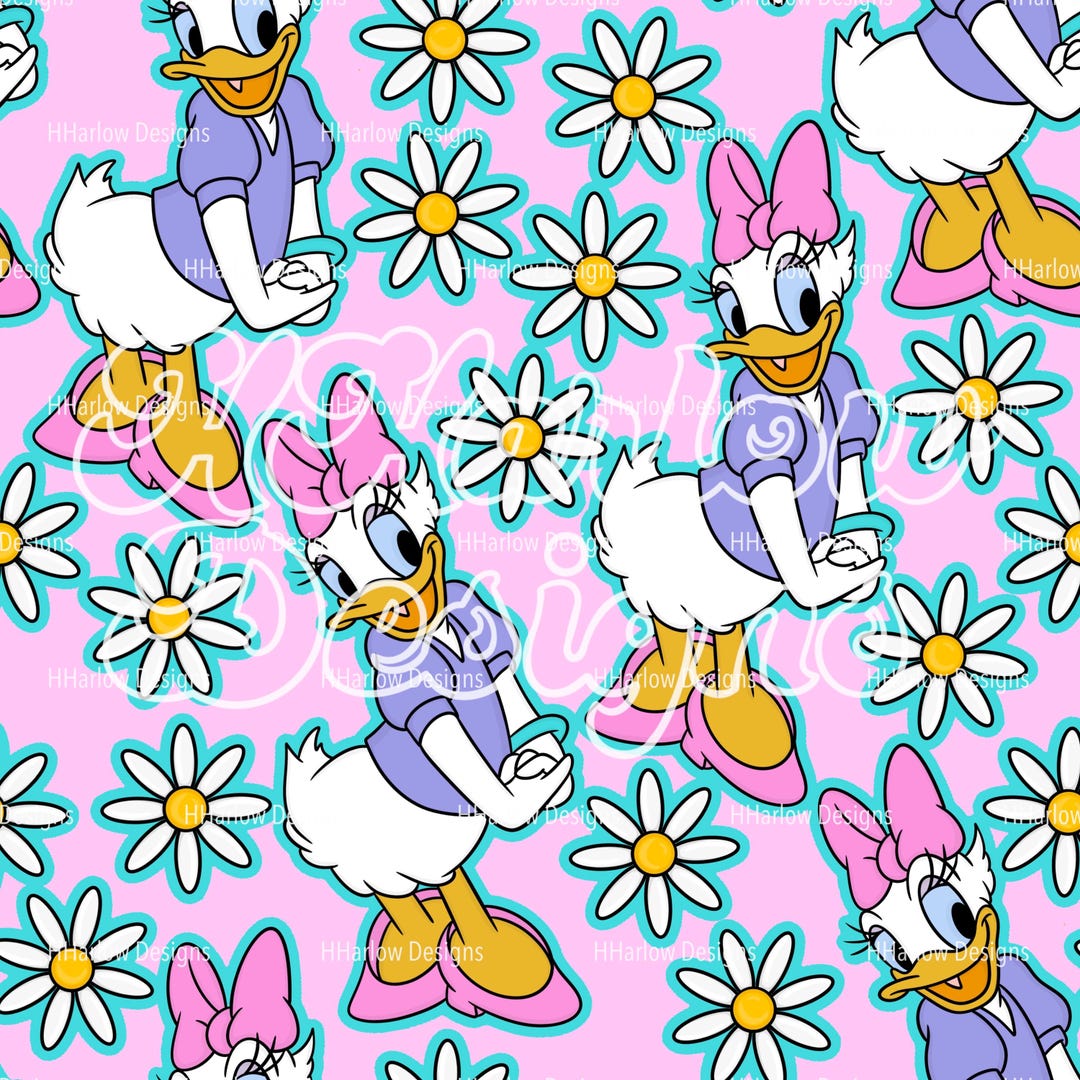 Pattern Daisy Duck Daisy Duck Pink Seamless Pattern 12x12 300 DPI - Etsy