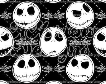 Alptraum vor Weihnachten Jack Gesichter Halloween Seamless Muster 12x12 300 DPI