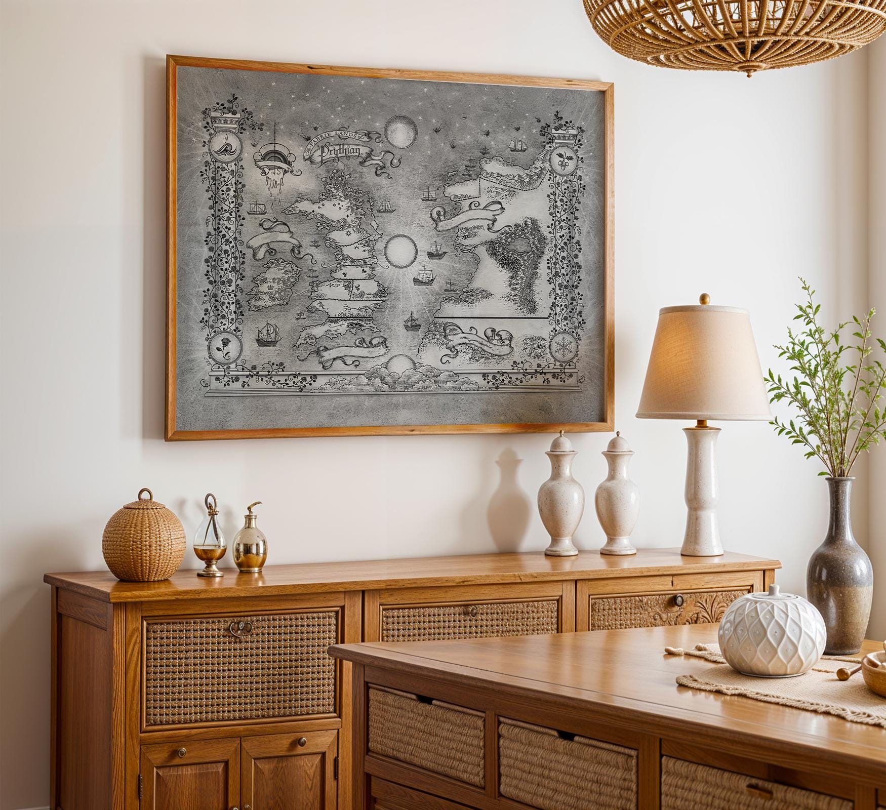 Fantasy Acotar World Map Print, Court of Thorns and Roses (digital ...