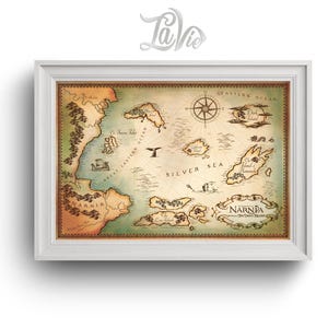 Eine Karte von Narnia, Mittelerde Karte Druck, Karte Wandkunst, Narnia Karte, gerahmte Leinwand, Wohnzimmer Dekor Schlafzimmer Poster, Karte Wandkunst