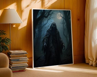 Sensenmann Wand Kunst | Gruseliger Wald Poster | Gotik Digital Download