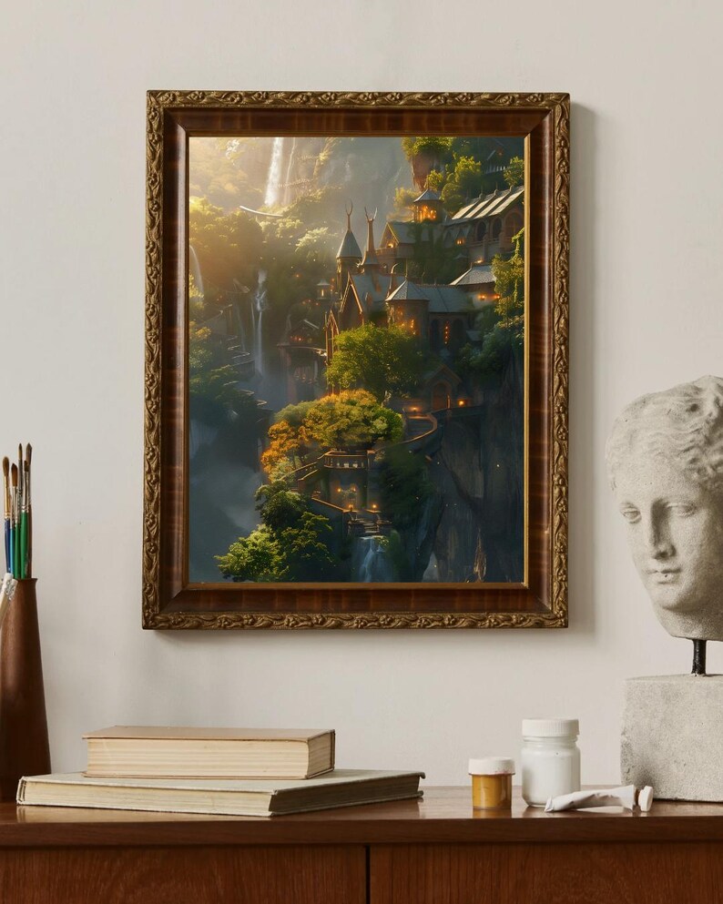 Rivendell Wall Art Print: Lord of the Rings Elven City (digital ...