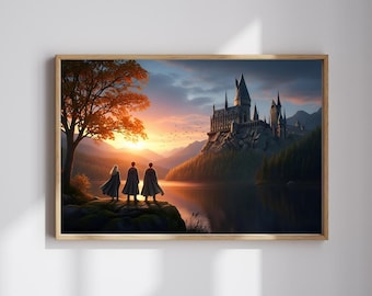 Enchanted Castle Sunset Art Print • Epic Fantasy Landscape (Digital Download)
