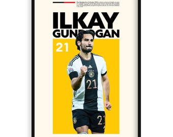 İlkay Gündoğan, póster deportivo imprimible en alta resolución, idea de regalo para aficionados al fútbol, arte deportivo