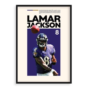 Lamar Jackson, póster deportivo imprimible en alta resolución, idea de regalo para un aficionado al fútbol, arte deportivo
