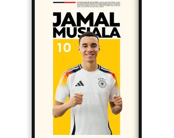 Jamal Musiala, póster deportivo imprimible en alta resolución, idea de regalo para un aficionado al fútbol, arte deportivo