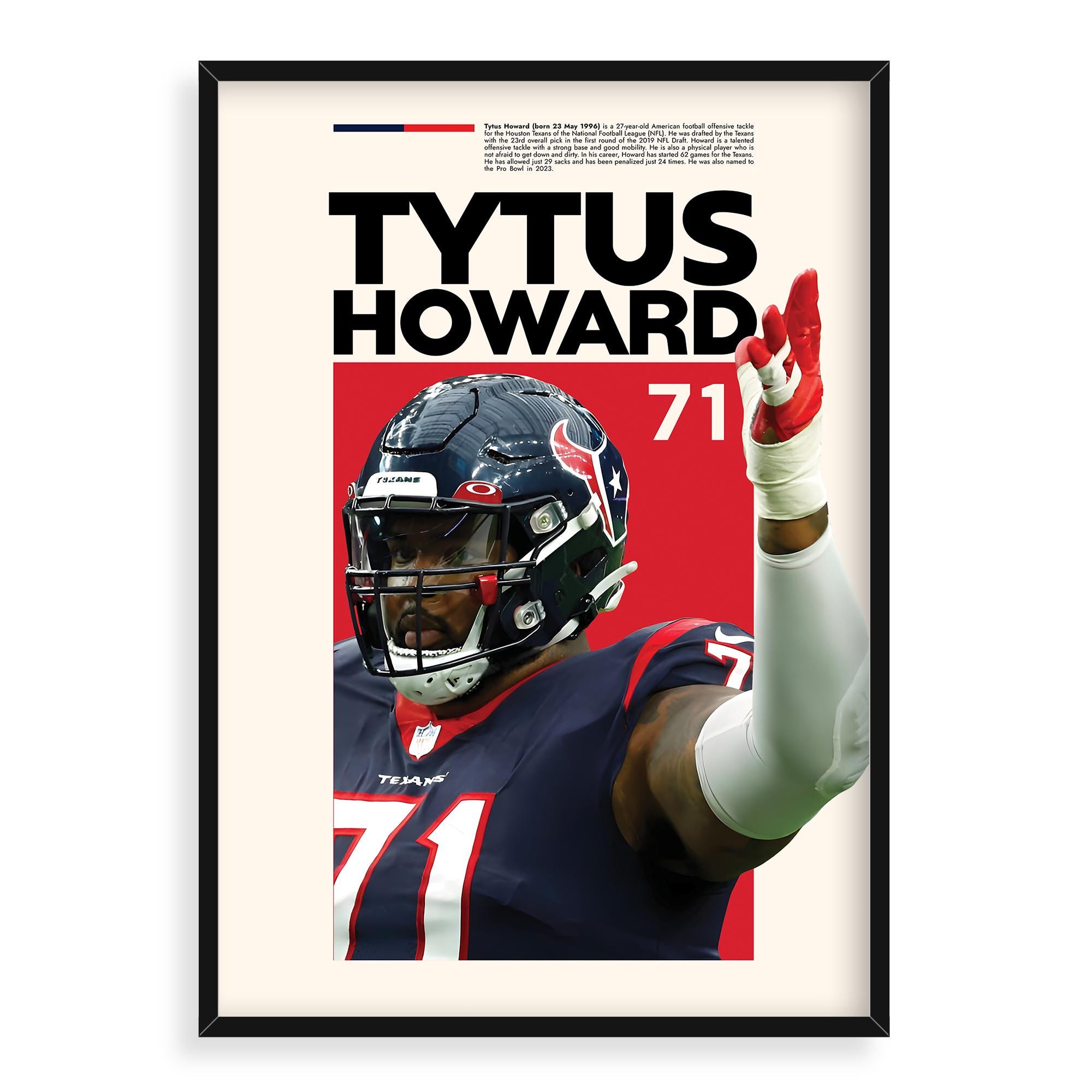 Howard Poster Tytus Howard, High Resolution Printable Sports Poster, Football Fan ...