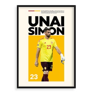 Unai Simón, póster deportivo imprimible en alta resolución, idea de regalo para aficionados al fútbol, arte deportivo