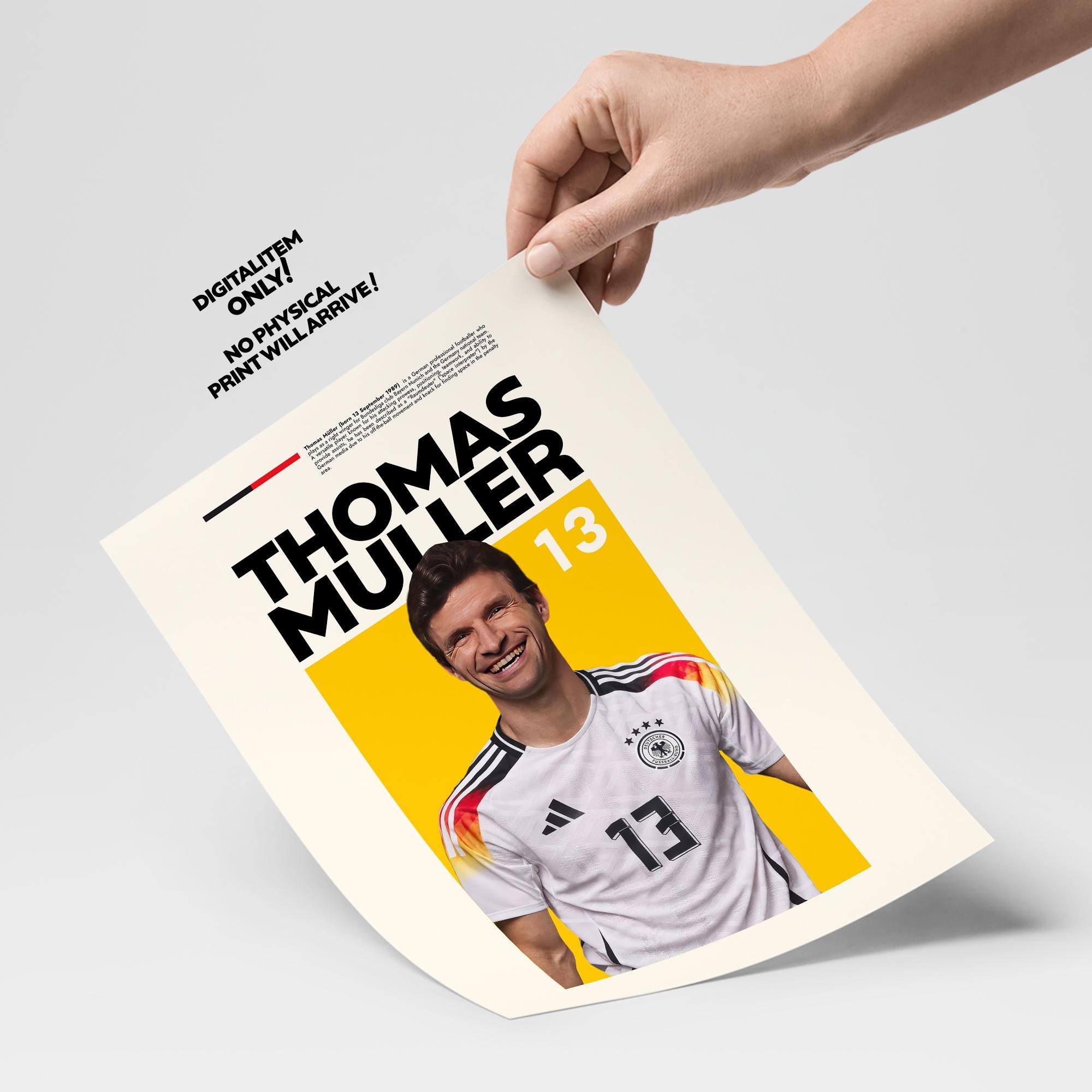 Foto-Poster Thomas Müller – Deutschland 2024 – A4 Hochglanzdruck, Vorgedruckte Autogramme, Geschenk Für Fans