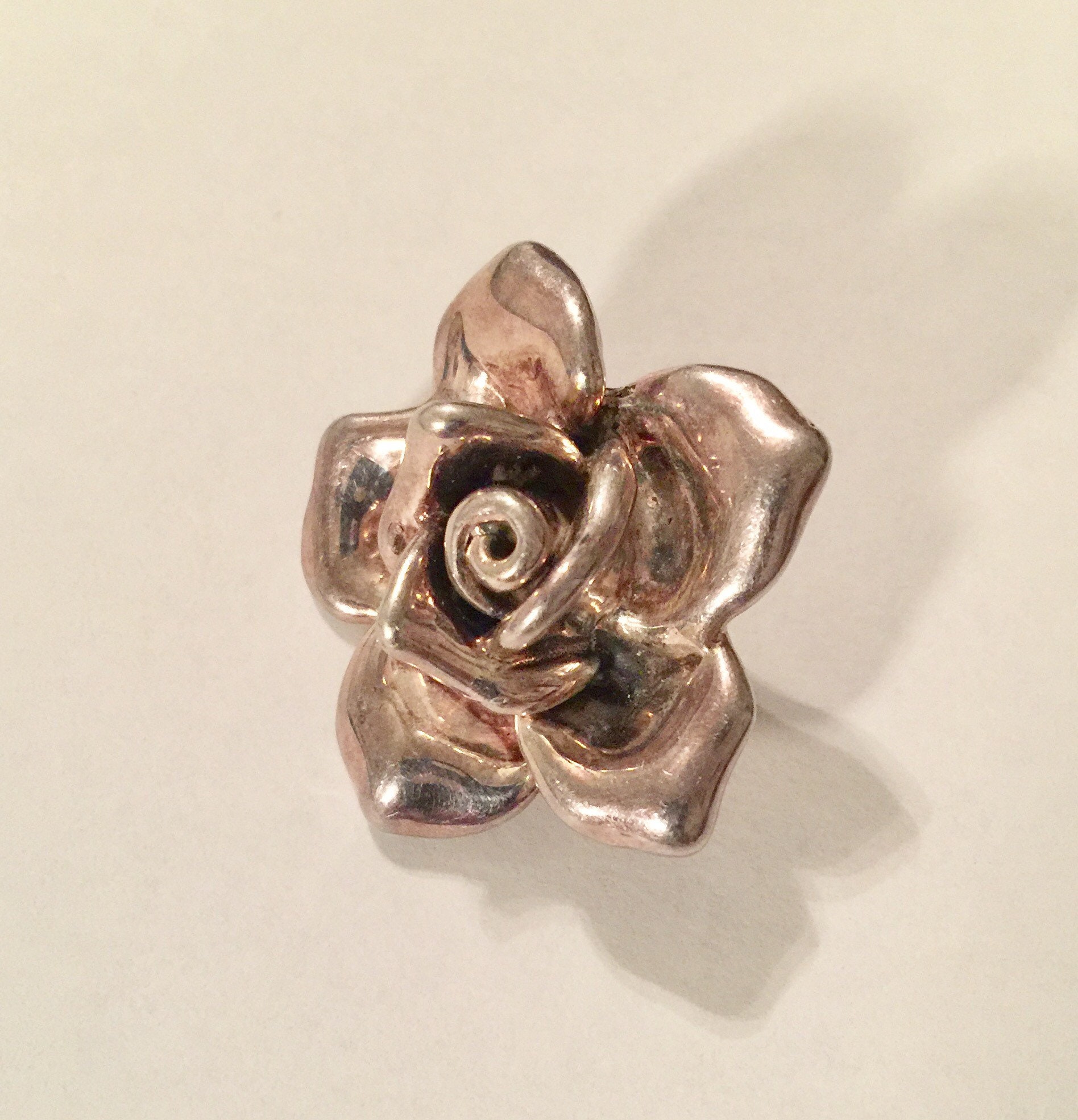925 Sterling Silver Vintage Rose Brooch Pin | Etsy