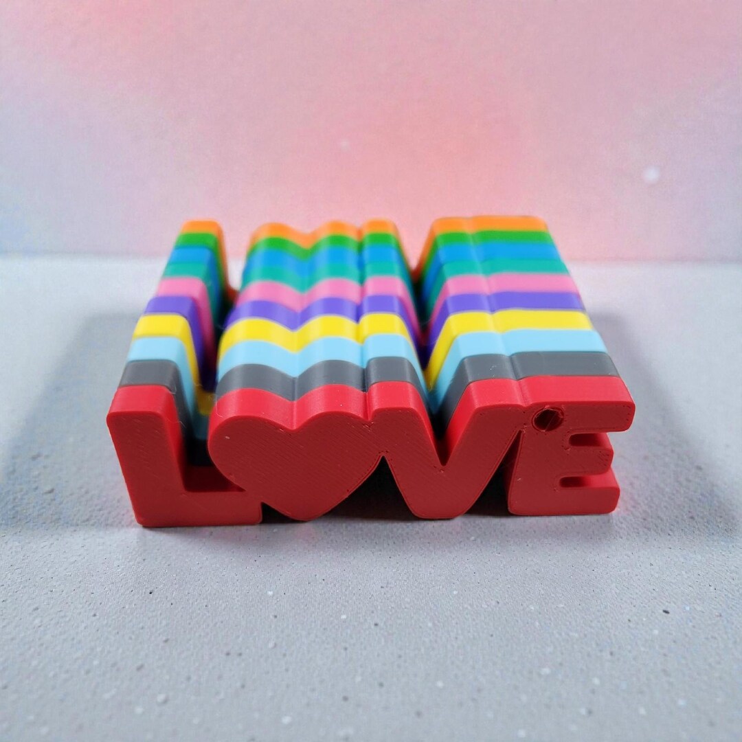 3D Printed LOVE Heart Keychain - Colorful Stackable Bag Charm ...